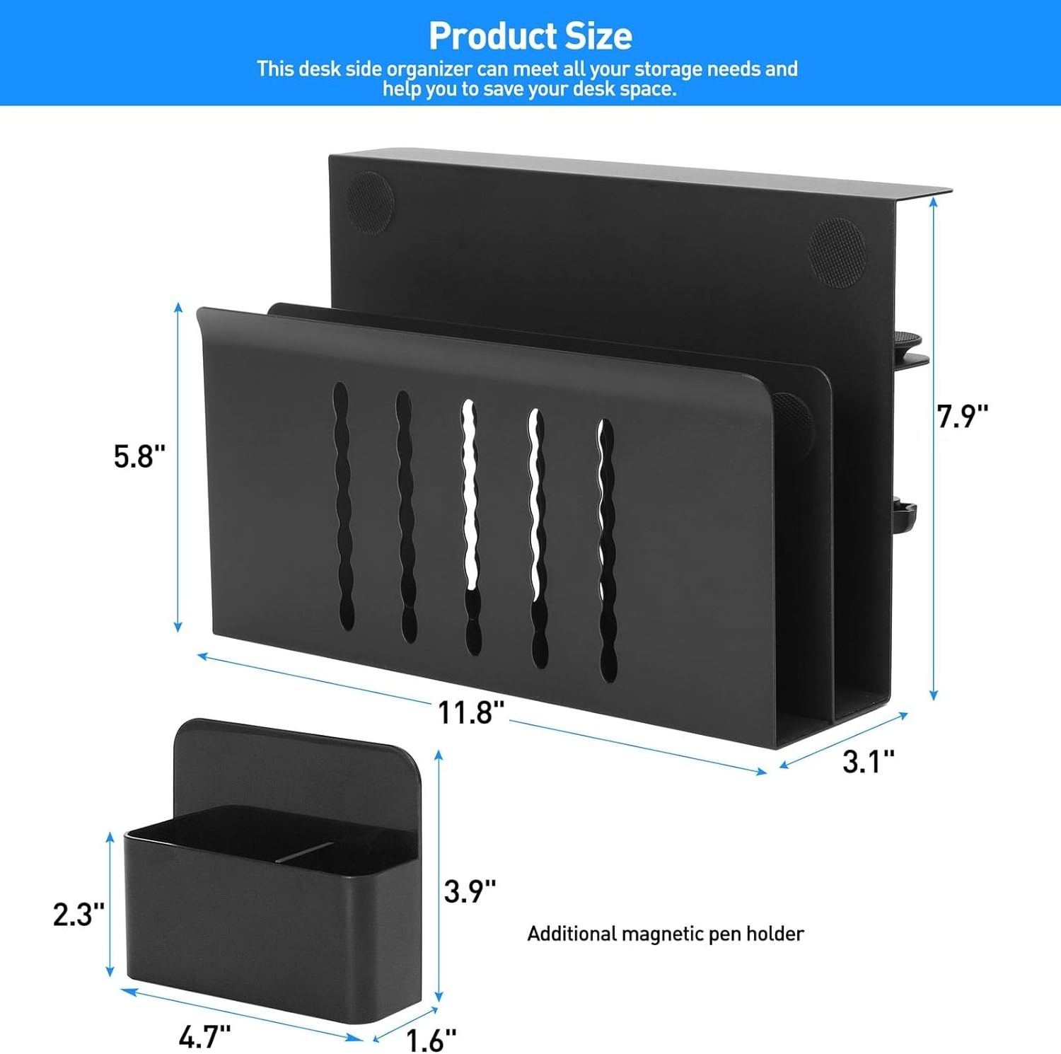 Desk Side Storage Under Desk Laptop Mount No Drill Clamp Mount 2 Tire Table Side Hanging File Organizer