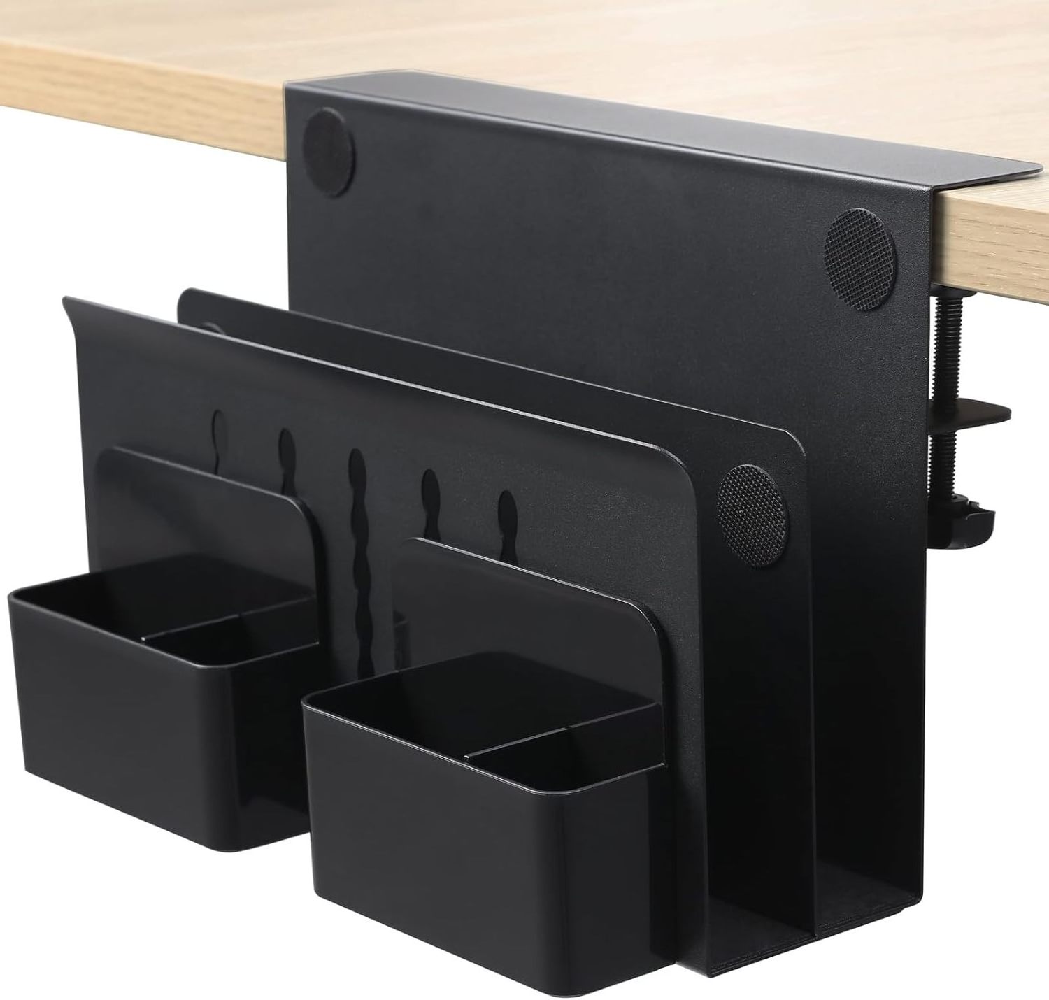 Desk Side Storage Under Desk Laptop Mount No Drill Clamp Mount 2 Tire Table Side Hanging File Organizer