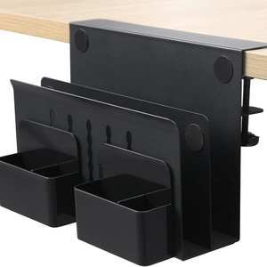 Desk Side Storage Under Desk Laptop Mount No Drill Clamp Mount 2 Tire Table Side Hanging File Organizer