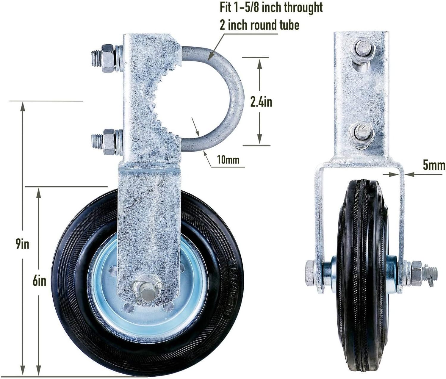 Gate Wheel Metal Swing Ruber Caster with 1-5/8