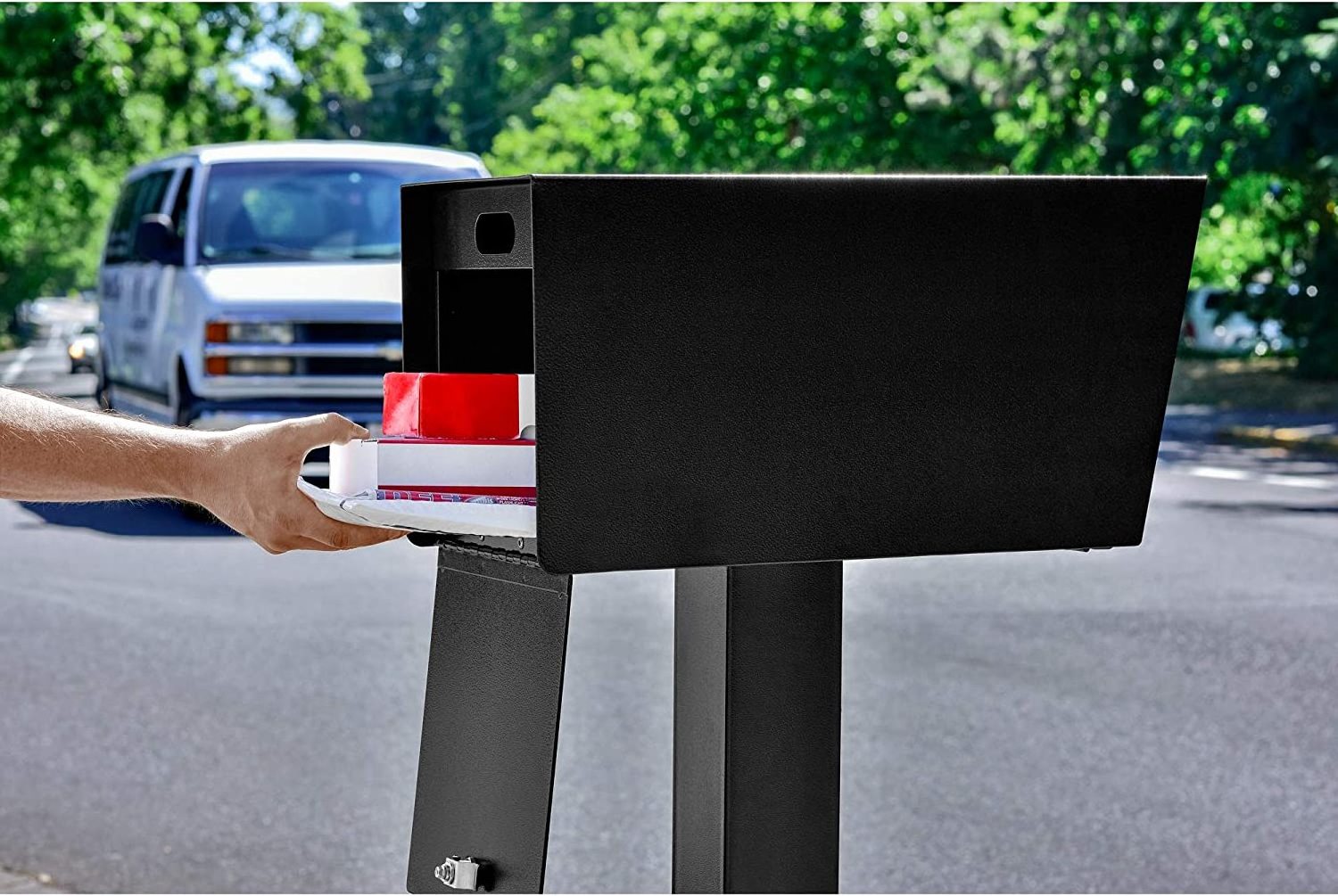 Locking Post-Mount Modern Mailbox Mail Manager Outdoor Large Capacity Package Parcel Drop Box