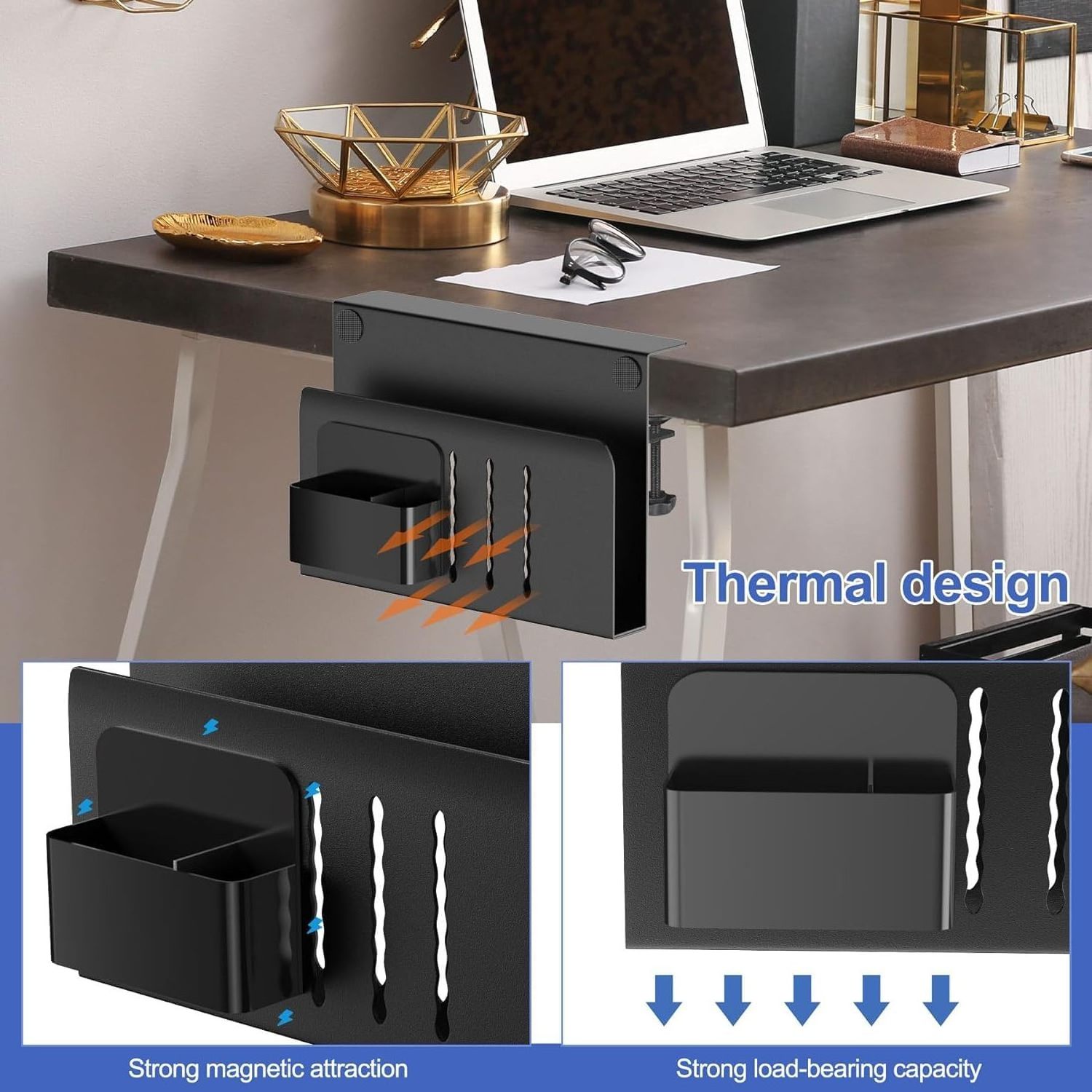 Desk Side Storage Under Desk Storage With Magnetic Pen Holder No Drill Hanging Desk Storage