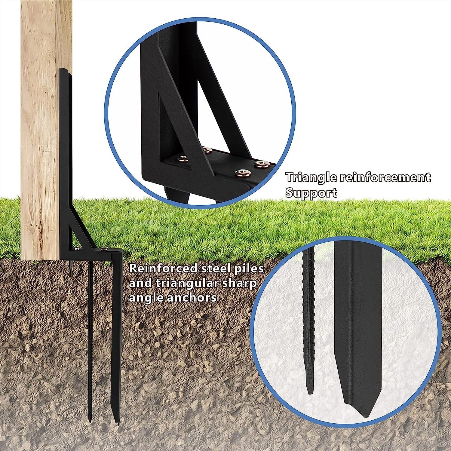 Fence Post Repair Kit 3.42 FT Thickened Fence Mender for Wooden Fence Post Support