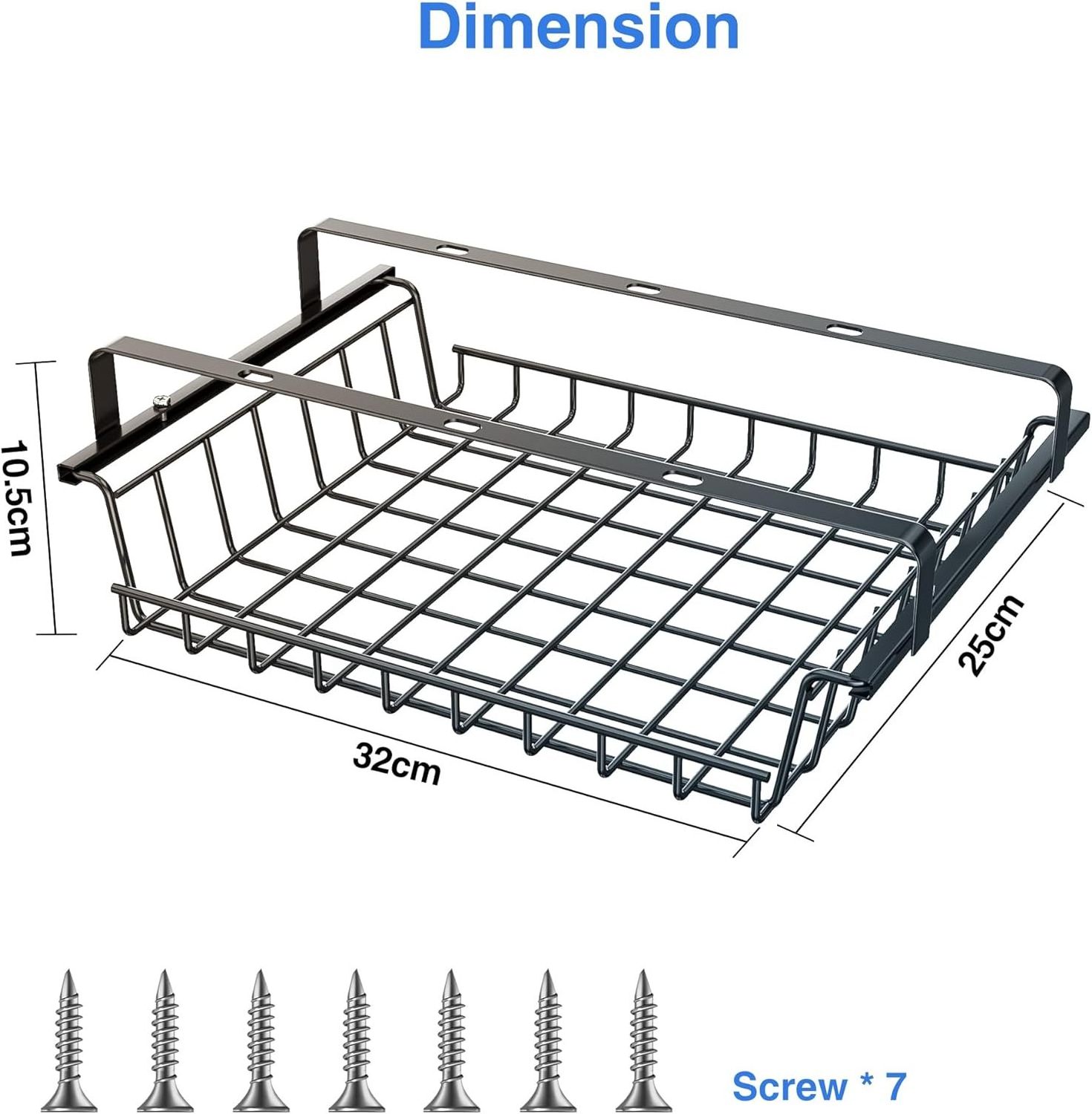 Under Desk Storage Shelf Table Cable Management Slide Out Metal Under Desk Drawer Tray Basket