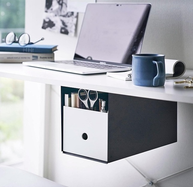 Heavy Duty Metal Shelf Rack Under Table Metal Storage Box Floating Hidden Desk Drawer