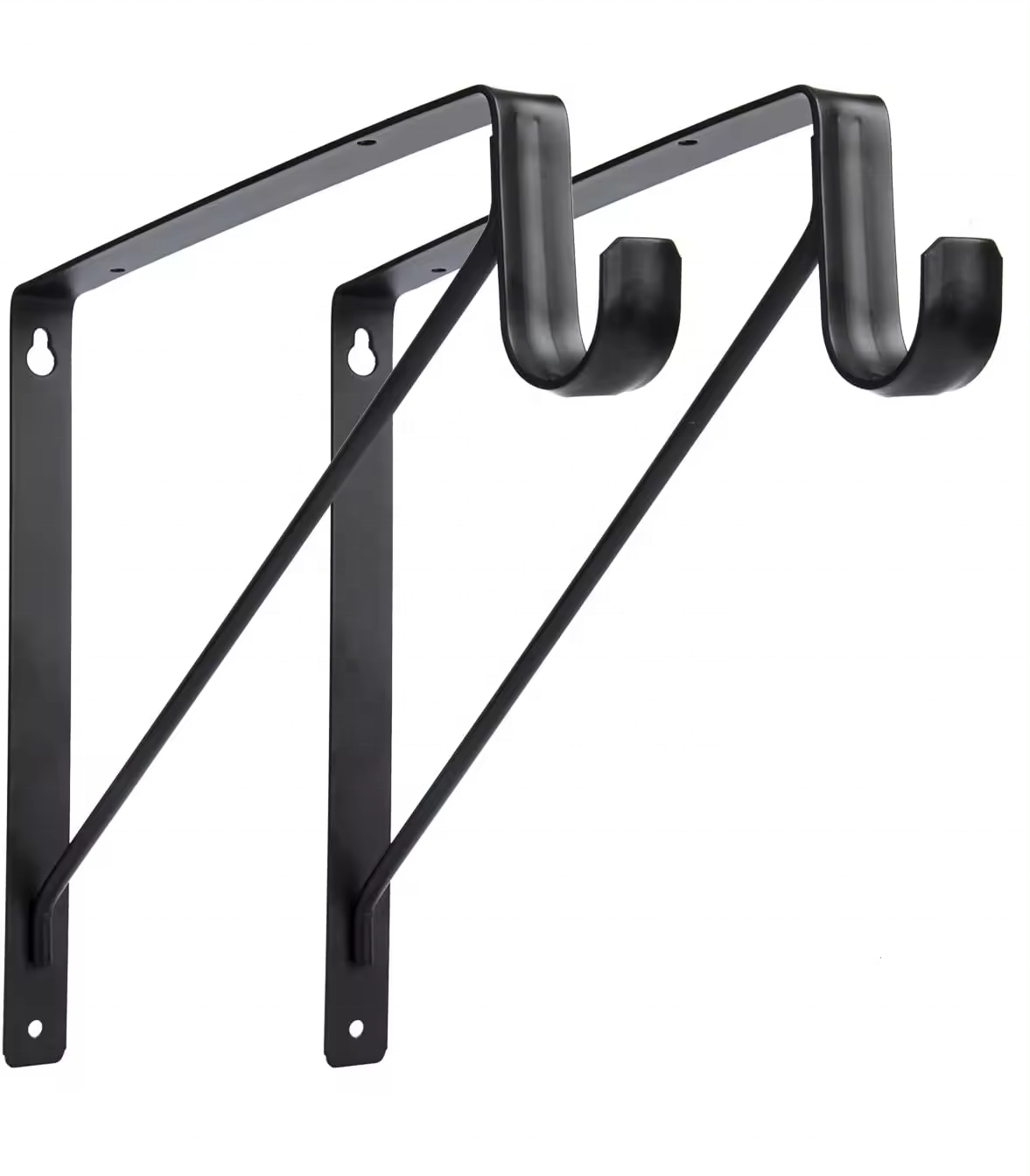 Heavy Duty Closet Shelf Bracket & Rod Brackets flexible Black Clothing Hanger Pole Shelves Brackets for Hanging Rod