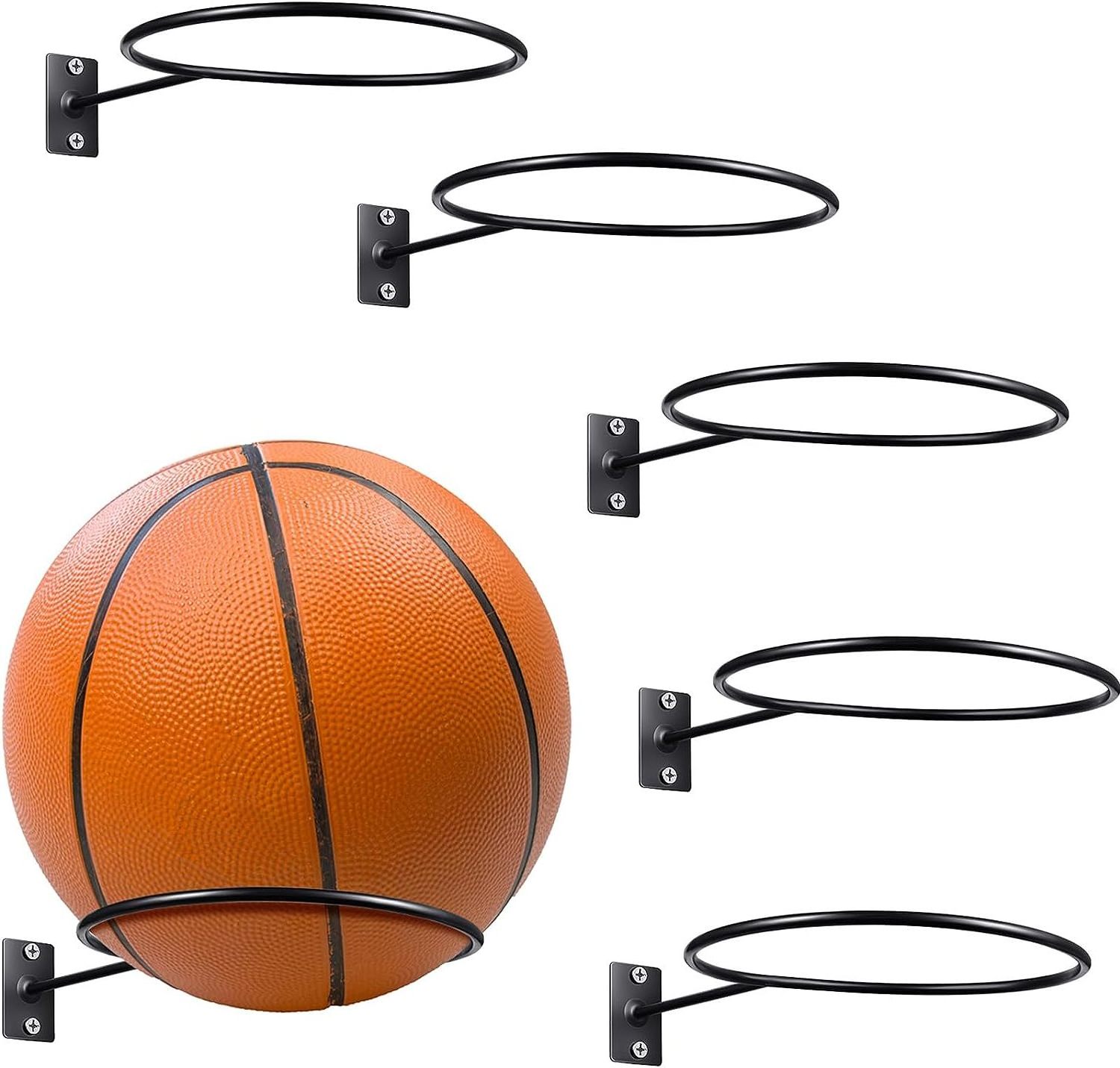 Ball Storage Rack Wall Mounted Soccer Ball, Volleyball and Basketball Rack, Metal