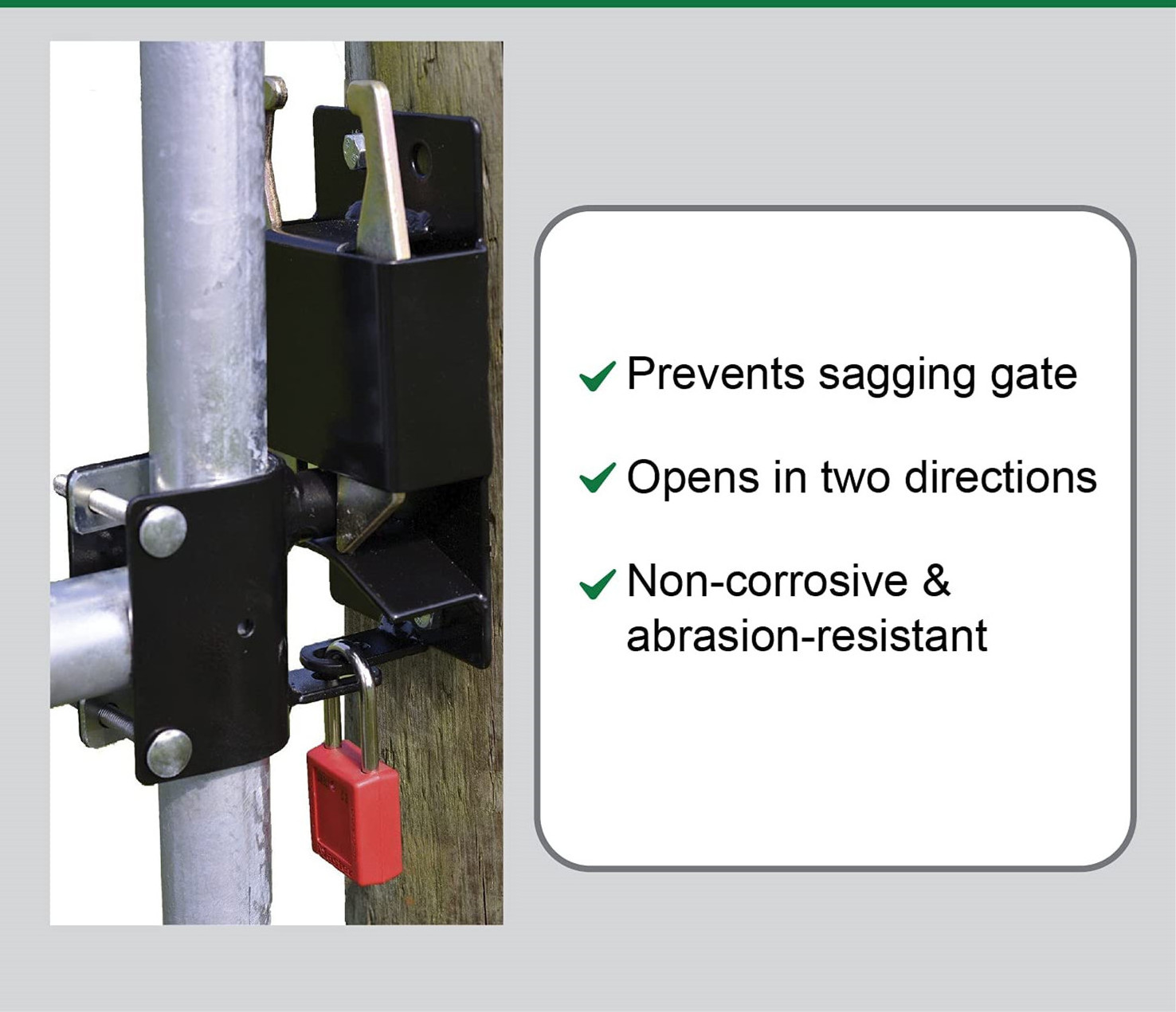 2 Way Lockable Gate Latch Metal Waterproof Cast Iron Carbon Steel Garden Fence Security Fence ISO9001 Rohs CE Instruction Book