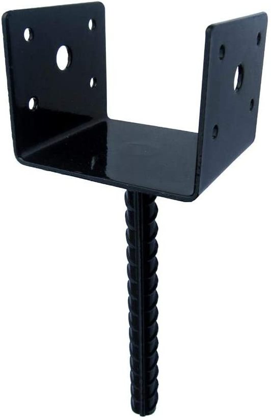 U Shape Fence Post Holder Ground Spike Post Anchor Metal Black Powder Coated