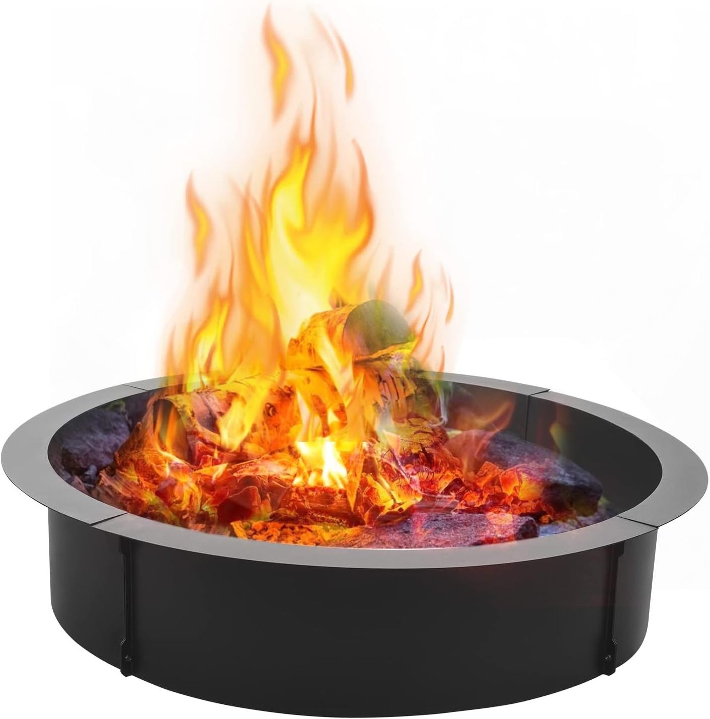 Outdoor Fire Pit Ring 45inch Fire Liner Wood Burning Firepits Campfire Ring Heavy Duty in/Above Ground Metal Fire Ring Kit