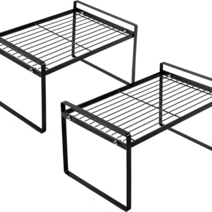 Metal Cabinet Shelves Organizer Set of 2 Kitchen Counter Shelves stackable  Storage Racks for Cabinet Counter Pantry