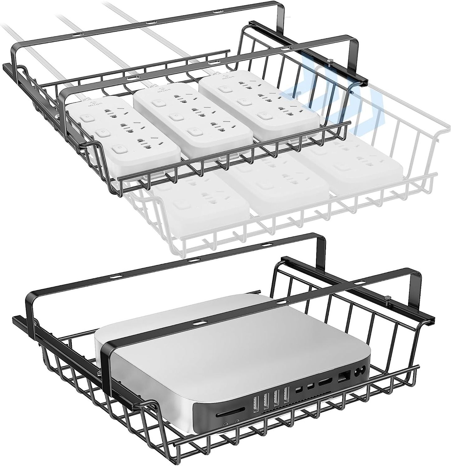 Under Desk Storage Shelf Table Cable Management Slide Out Metal Under Desk Drawer Tray Basket