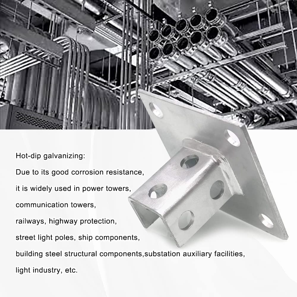 Single Channel Square Post Base Strut Mount Bracket, Corrosion Resistant, Heavy-Duty Support Bracket