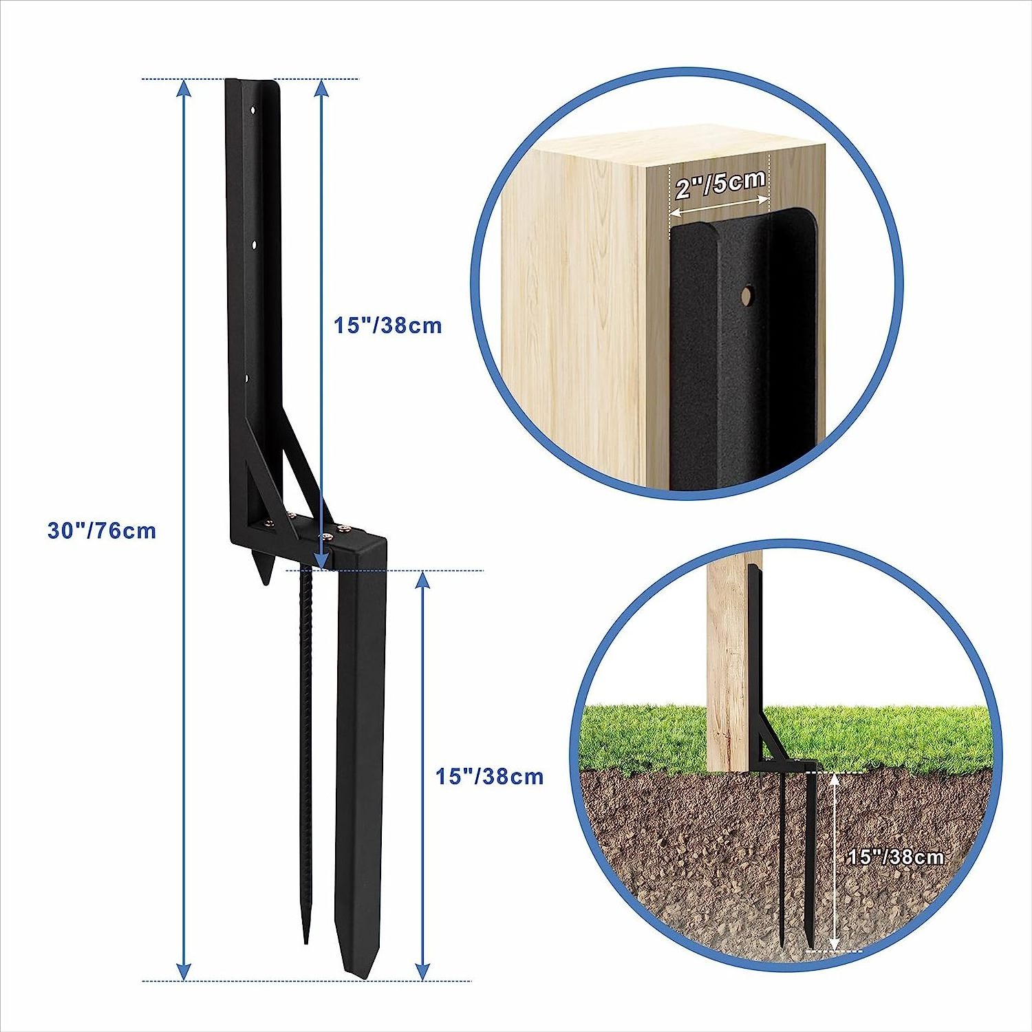 Fence Post Repair Kit 3.42 FT Thickened Fence Mender for Wooden Fence Post Support