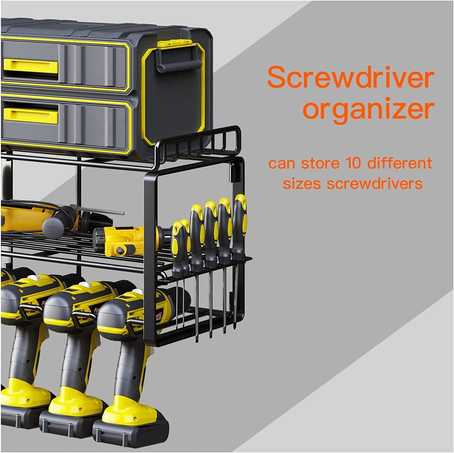 Power Tool Organizer Wall Mount Storage Rack Heavy Duty Floating Tool Shelves