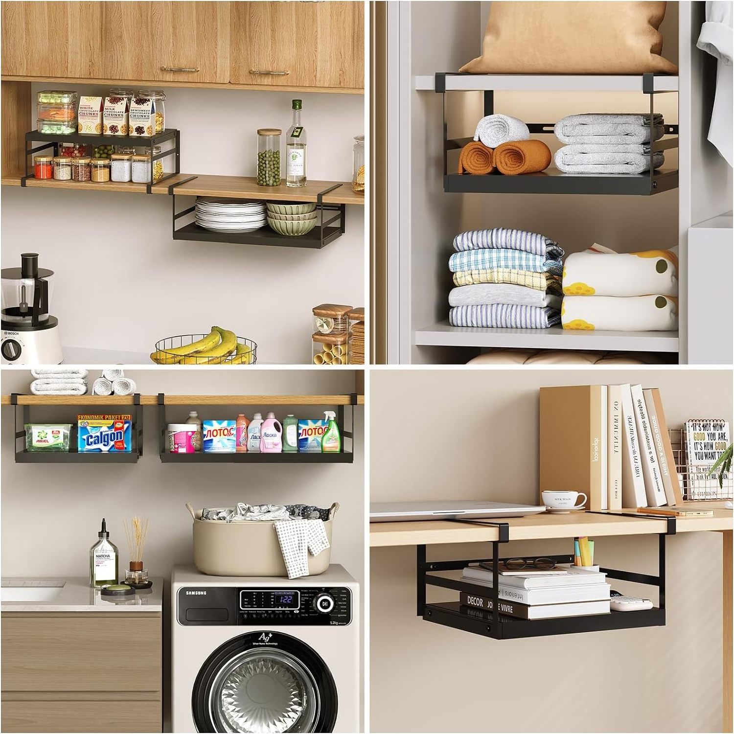 Under Shelf Basket Undershelf Storage Basket Heavy Duty Slide-in Hanging Storage Basket Metal Under Cabinet Organizer