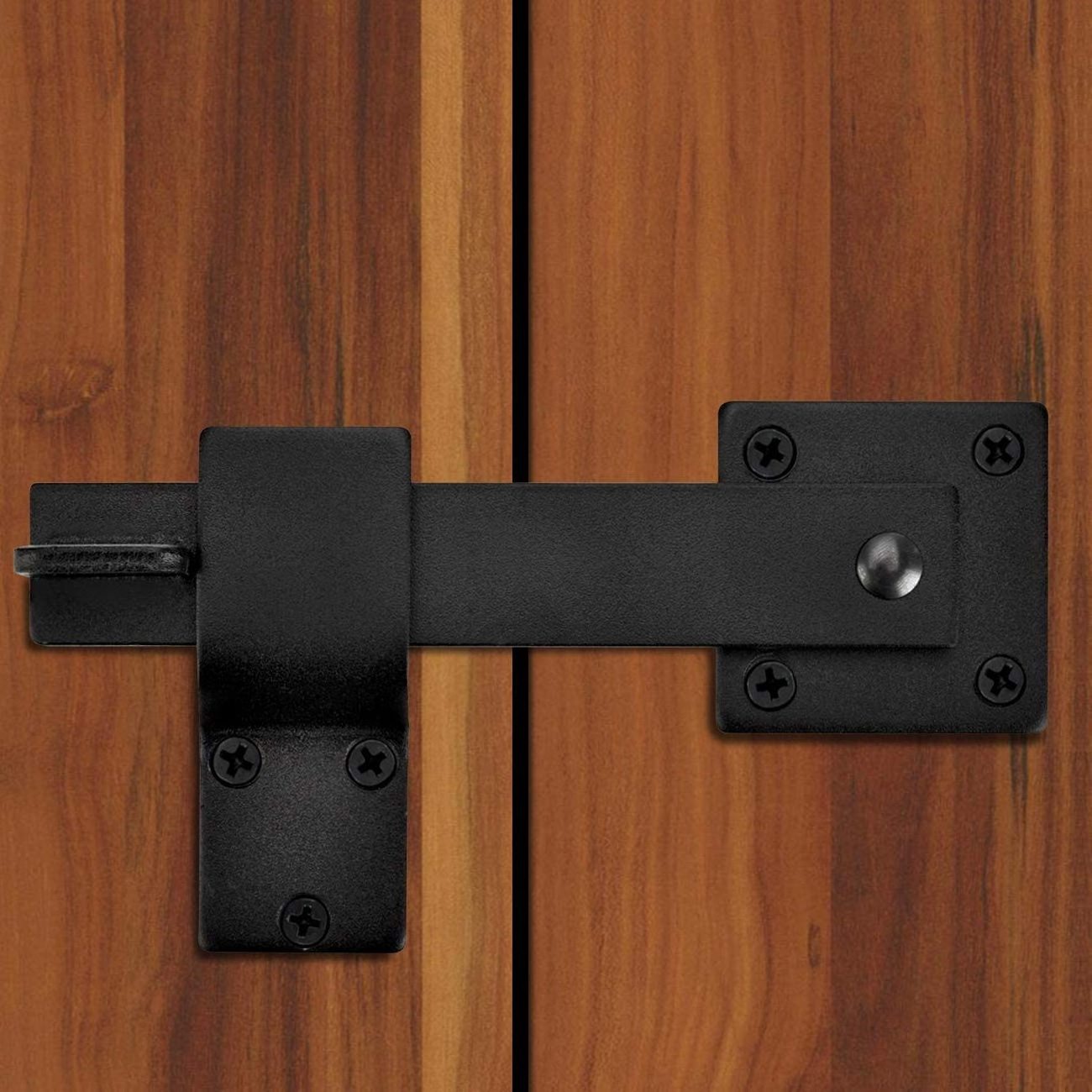 Solid Hardware Farm Door Latches Cast Iron Black Matte Deadbolt for Wooden Fences