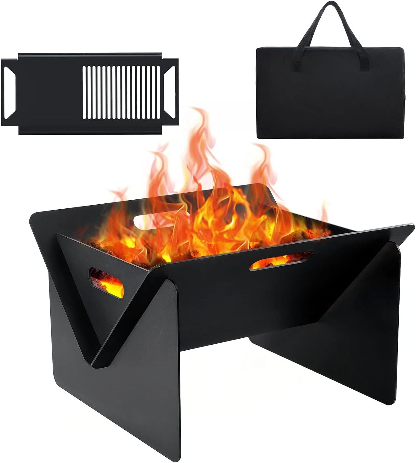 Portable Fire Pit Wood Burning Outdoor,Firepit Corten Steel Campfire Folding Fireplace