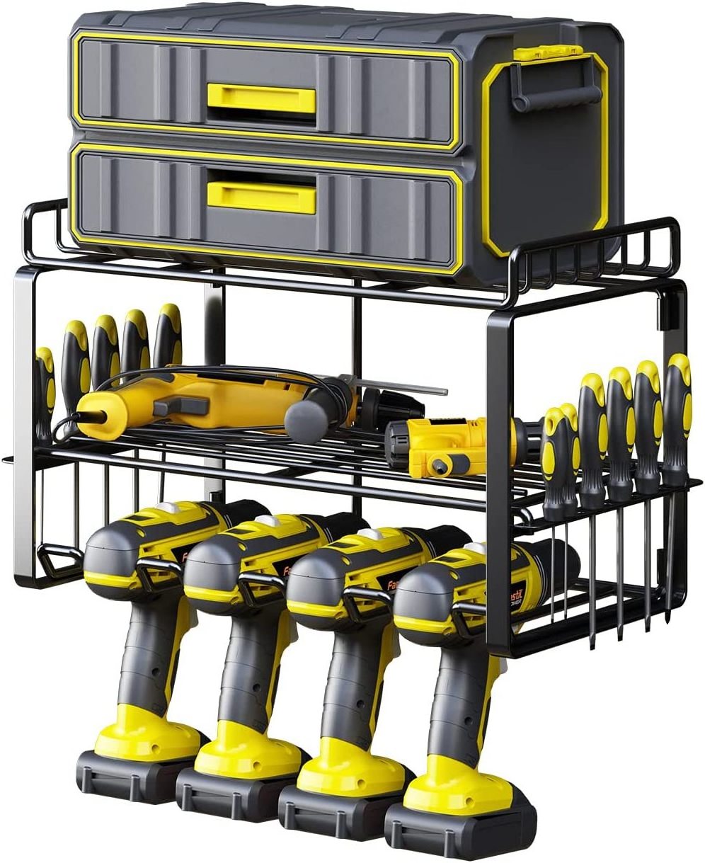 Power Tool Organizer Wall Mount Storage Rack Heavy Duty Floating Tool Shelves