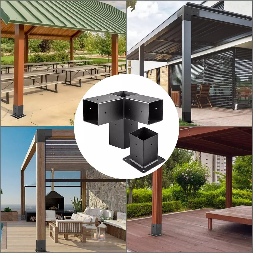 Heavy Duty 4*4 Pergola Wood Stand Kit Steel Waterproof Extension Pergola Bracket with Screws