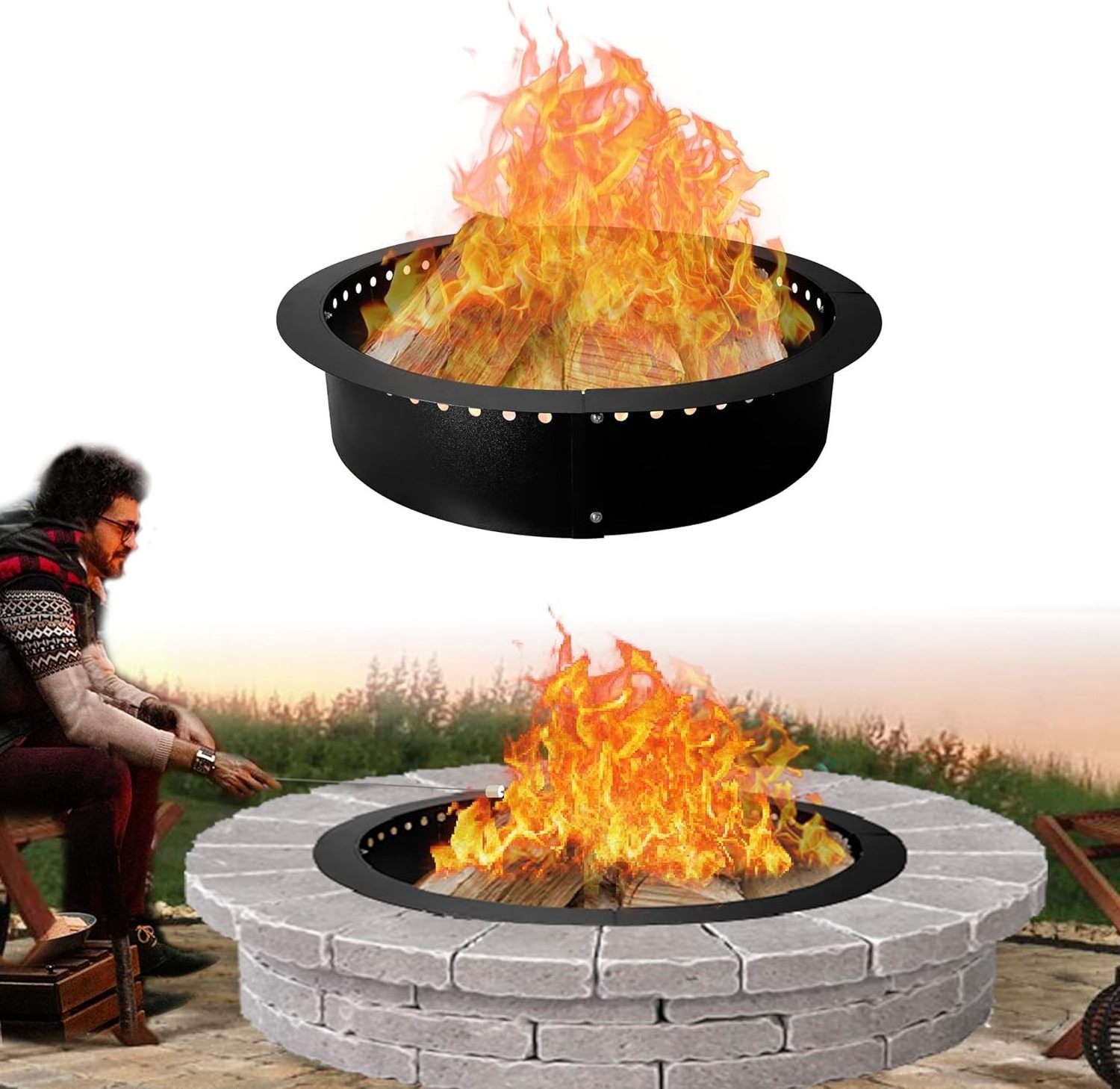 Smokeless Fire Pit Insert Steel 45