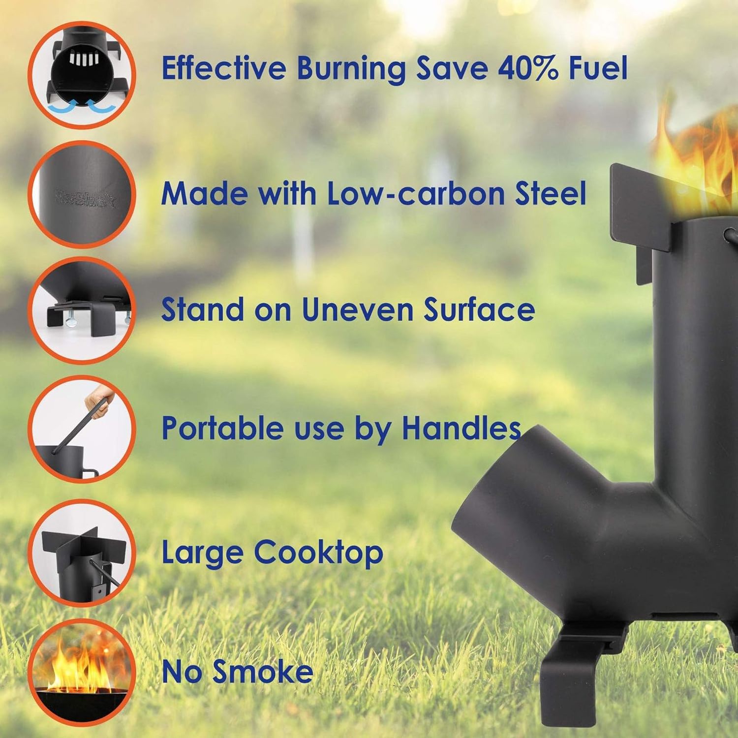 Camping Rocket Stove A Portable Wood Burning Camping Stove with Large Fuel Chamber Best for Outdoor Cooking