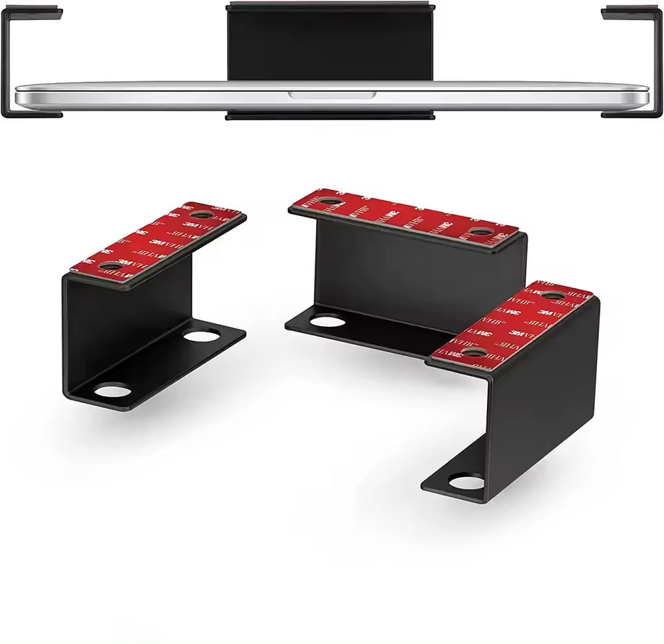 Under Desk Laptop Metal Bracket with Felt Board  Mac Mini MacBook Holder Desk Shelf with Screws to Enhanced Stability