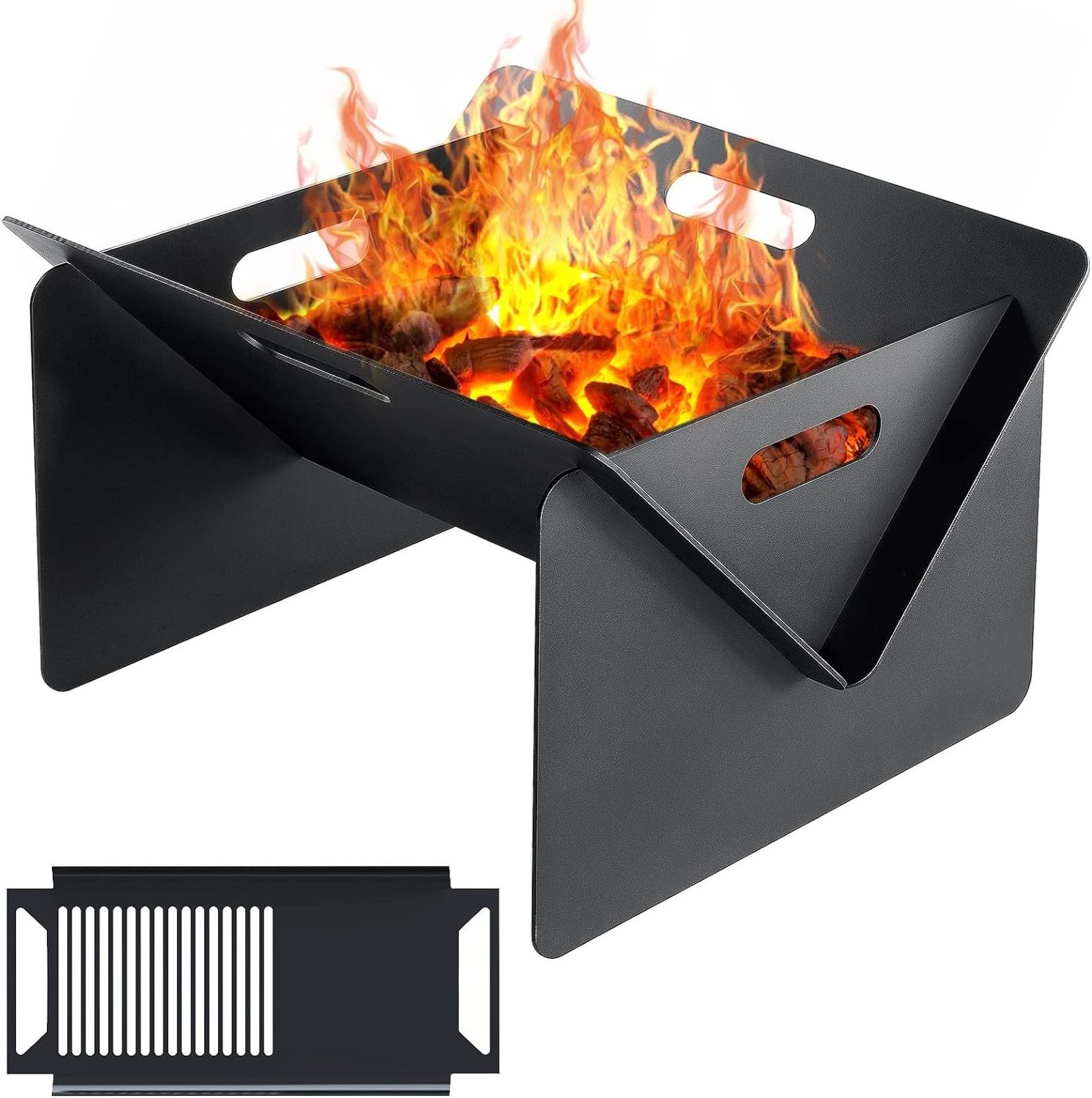 Portable Fire Pit Wood Burning Outdoor,Firepit Corten Steel Campfire Folding Fireplace