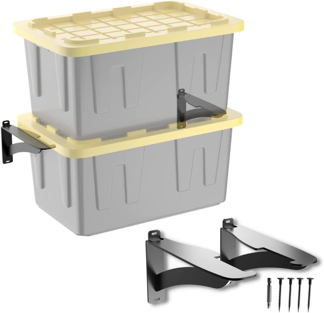 Garage Shed Storage Bins Rack Heavy Duty Steel Wall Mount Bracket Shelves for 27-Gallon Bins