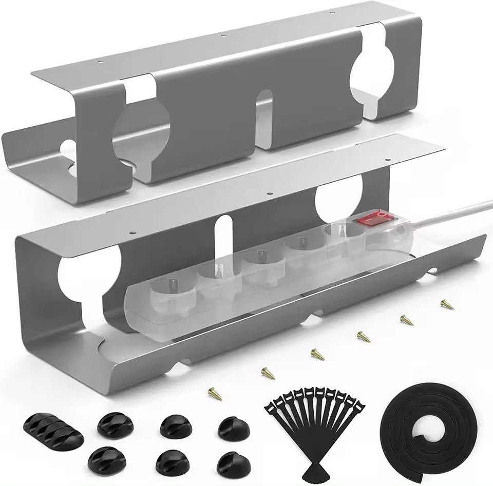 multifuncional cable raceway open slot tray under desk cable management tray mesh storage drawer box