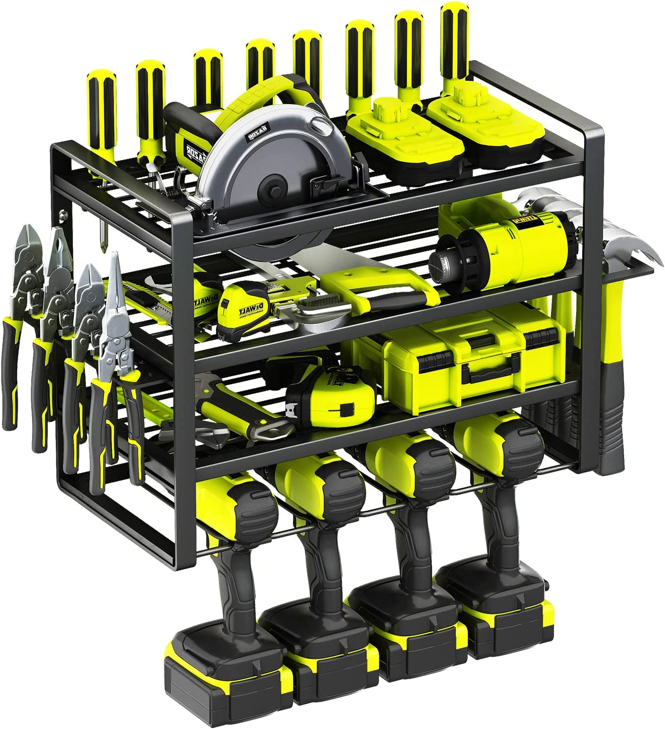 Heavy Duty 4 Layers Power Tool shelf Organizer Rack with Screwdriver Holder Pliers Holder Hammer Holder