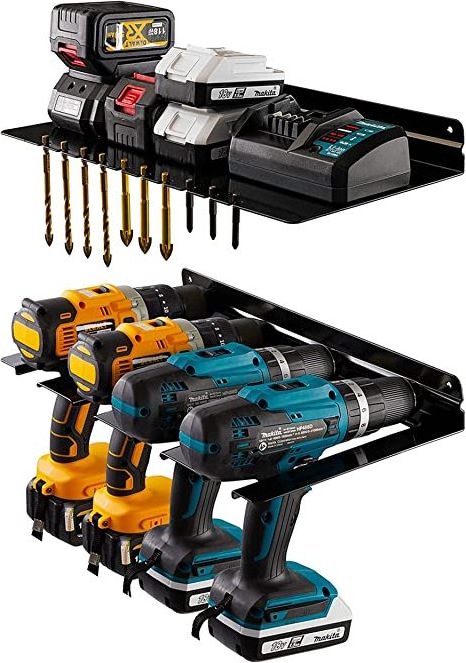 Power tool organizer 5 drill shelf holder wall mount tool shelf