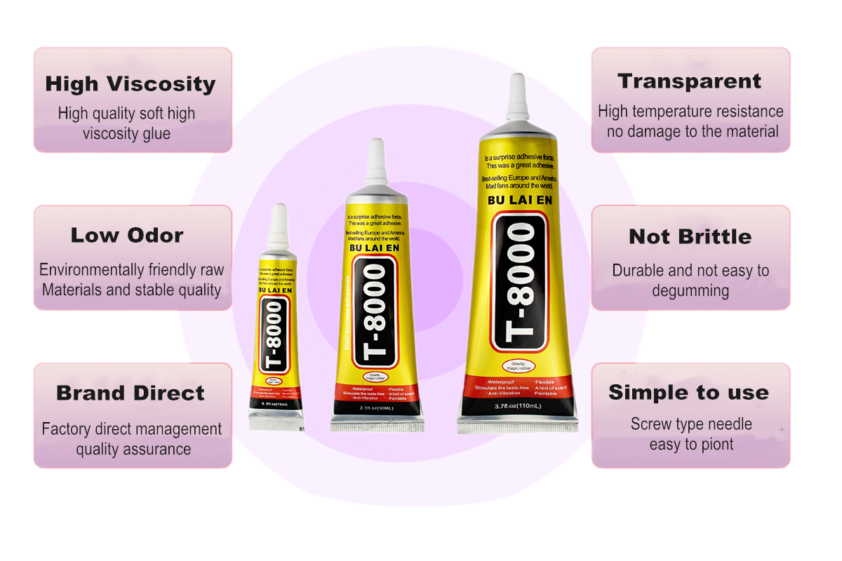 BEST Quality 110ml T-8000 Multi Purpose Industrial Adhesive, Lash/Phone Repair lcd Screen PVC Glue