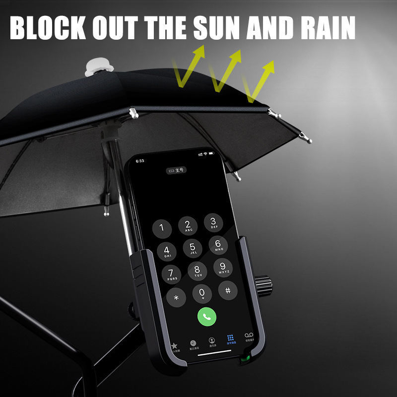 Mini Sunshade Umbrella Parasol Motorcycle Phone Mount Holder Cute Mobile Phone Holder with Sun Umbrella