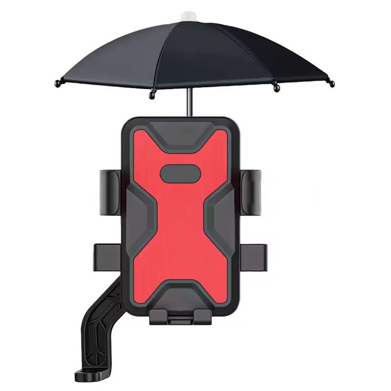 Portable Bike And Motorcycle Phone Holder With Removable Sun Rainproof Umbrella Shockproof Bicycle Outdoor Riding Phone Holder