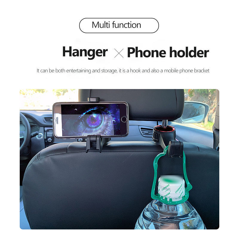 Portable Car Seat Back Phone Holder Car Hook Mobile Phone Stand 2 In 1 Car Seat Hook With Phone Holder