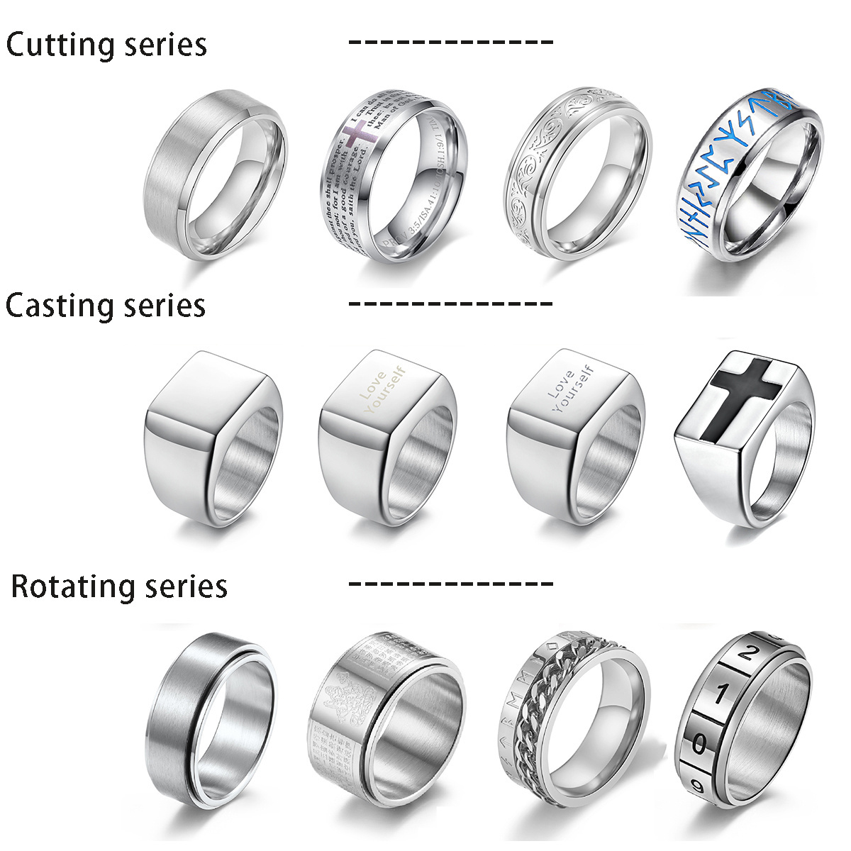 Personalized Stainless Steel Sun custom dripping oil laser spinner ring custom rings rotating spinner Fidget Rings For Anxiety