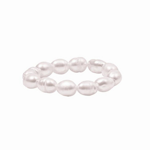 BASUESUN Waterproof Cultured Pearl Adjustable Beaded Wrap Rice Handmade  Ring Trendy Elastic Freshwater Pearl Rings for Wo