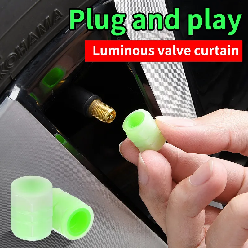 2023 New Design 4pcs Car Tire Valve Cover Luminous Motorcycle Vehicle Valve Luminous Valve Core Cover