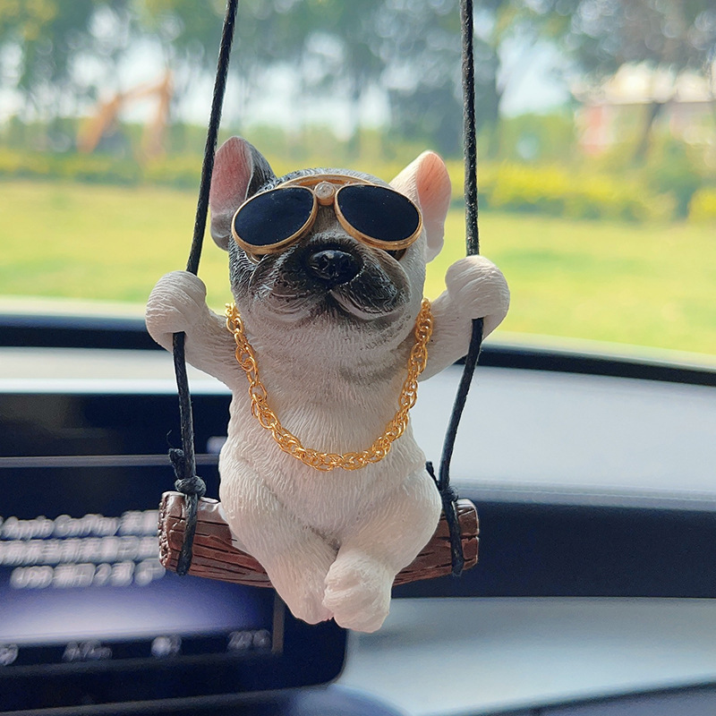 Hot Selling Cool Car Hanging Accessories for Rear View Mirror Cute Car Pendant Swinging Sunglasses Dog Hanging Swing