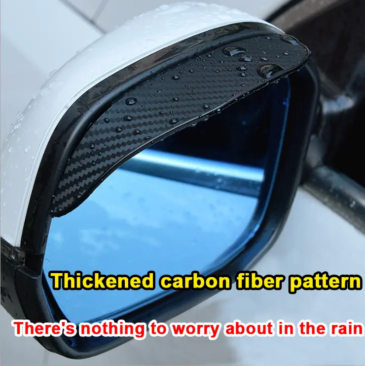 2023 Pair Of 2 Car Rearview Mirror Rain Eyebrow Protector Universal Car Door Window Carbon Fiber  Visor Rain Shield Sun Visor