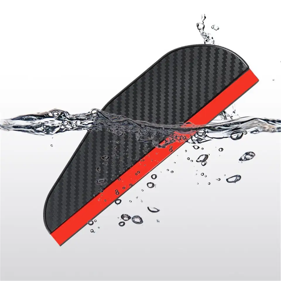 2023 Pair Of 2 Car Rearview Mirror Rain Eyebrow Protector Universal Car Door Window Carbon Fiber  Visor Rain Shield Sun Visor