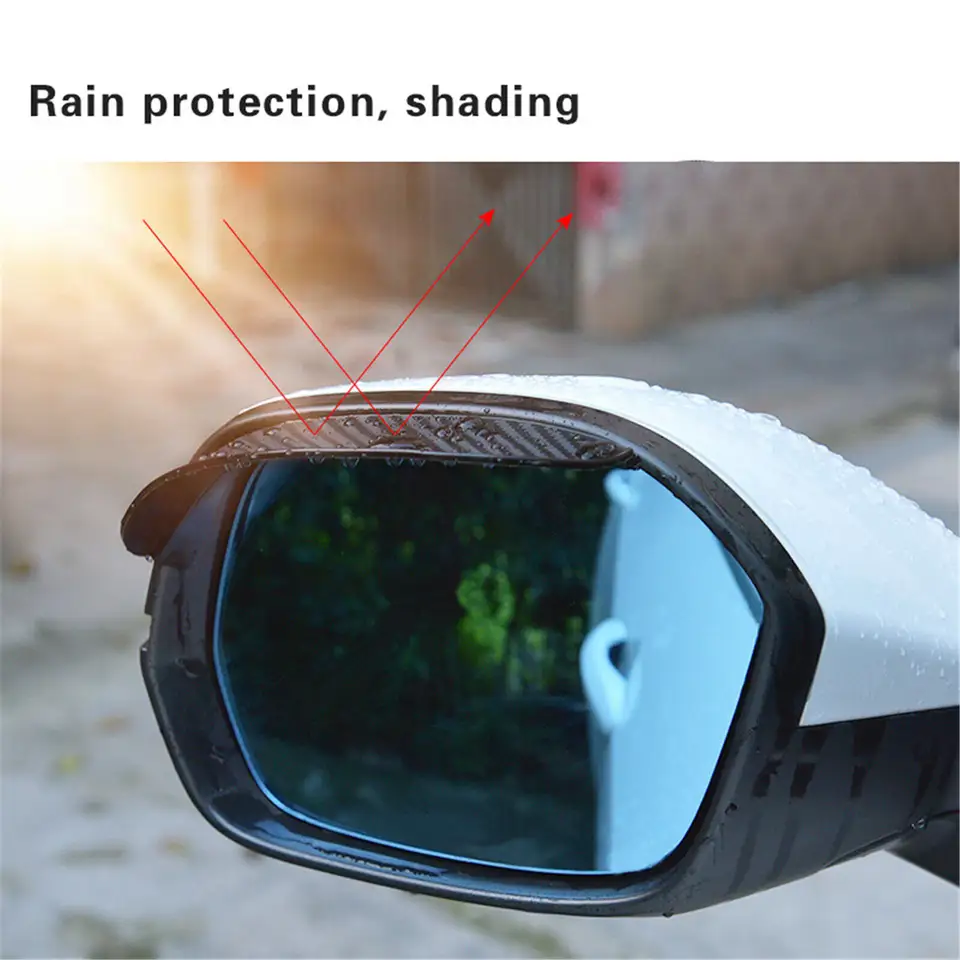 2023 Pair Of 2 Car Rearview Mirror Rain Eyebrow Protector Universal Car Door Window Carbon Fiber  Visor Rain Shield Sun Visor