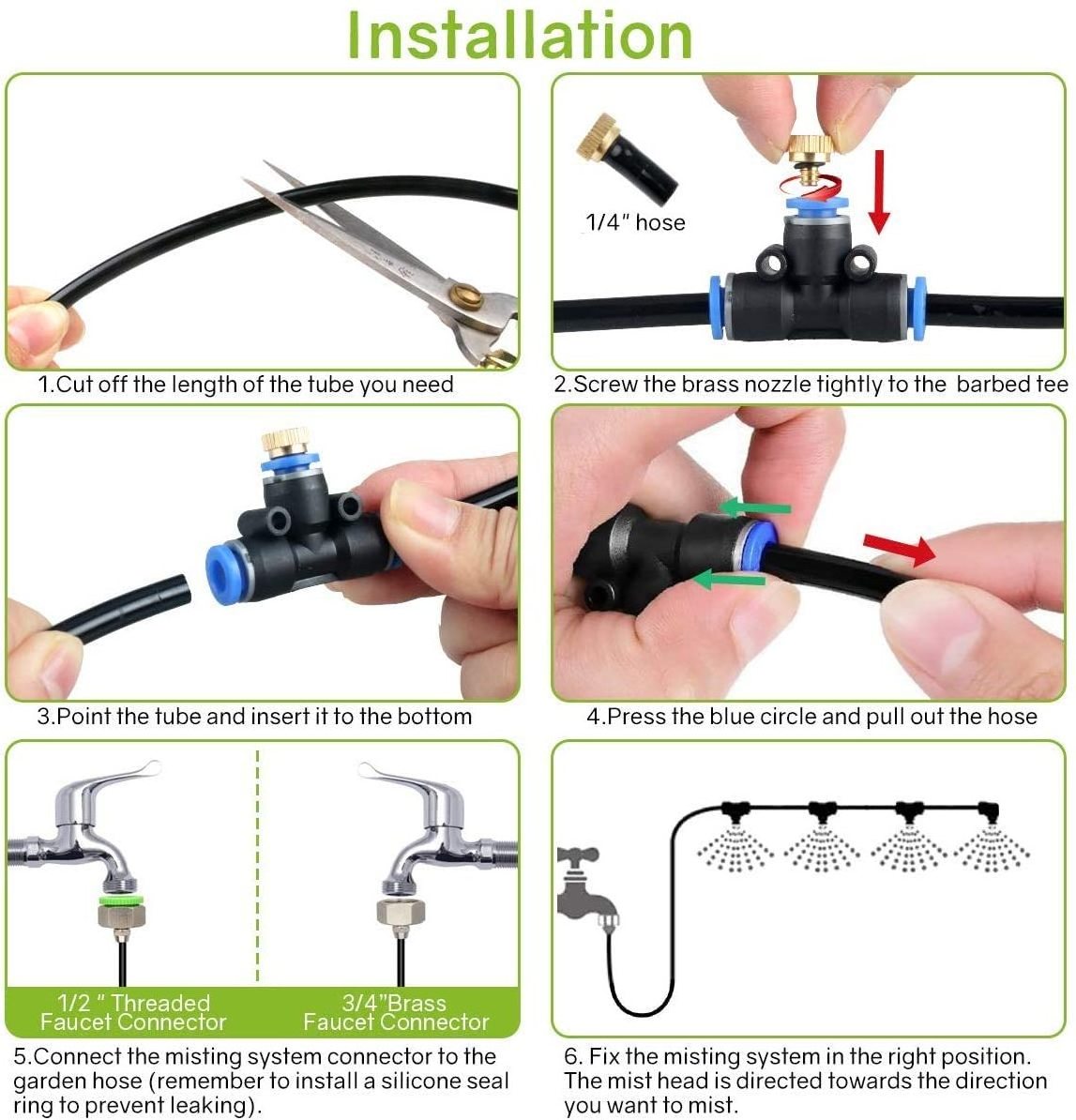 Misters for Outside Patio Outdoor Misting Cooling System kit DIY for Fan,Pool,Umbrella