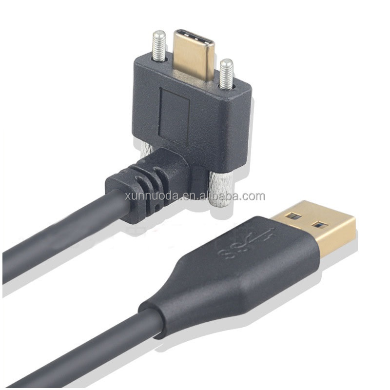 panel mount screw locking usb 3.1 type C cable, straight and angle type