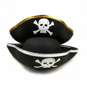 Wholesale Skull Print Caribbean Pirate Captain Cosplay Dress-Up Theme Party Hats Accessories Pirate Decorations Caps