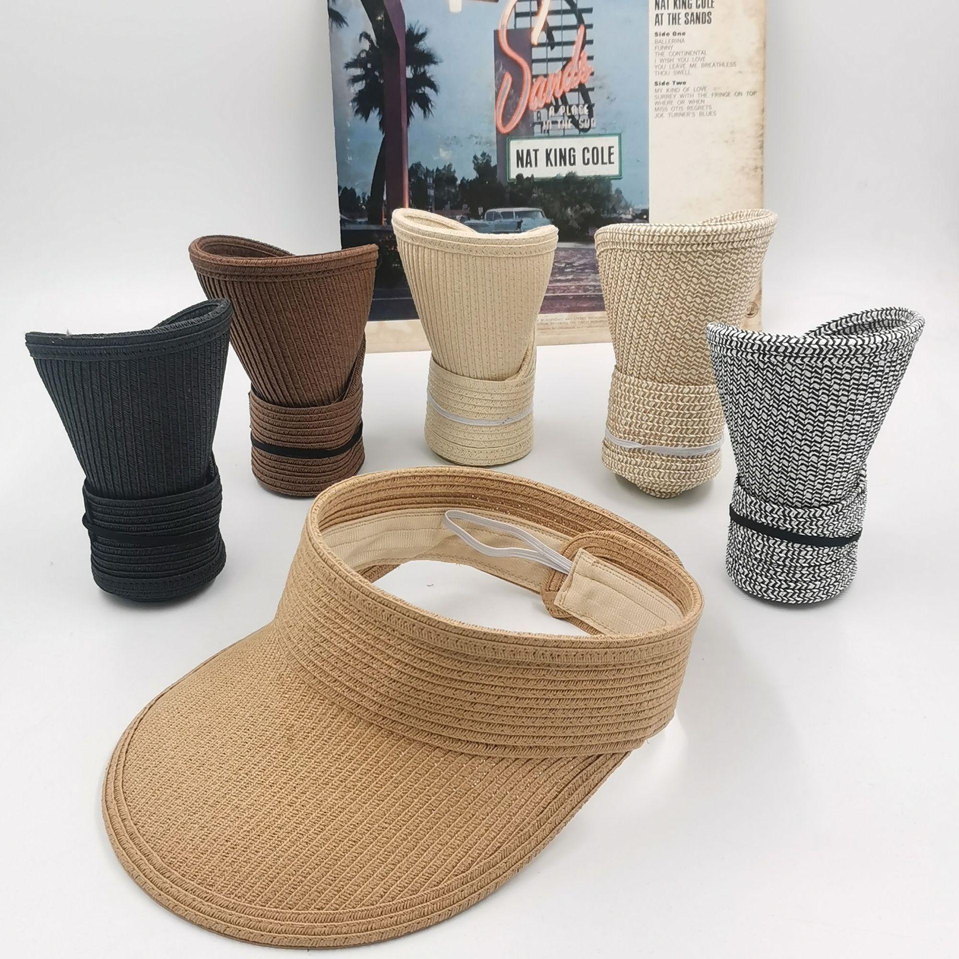 Hot Selling Top Open Foldable Women Empty Top Straw Sun Paper Straw Hat Visor Hat for Women