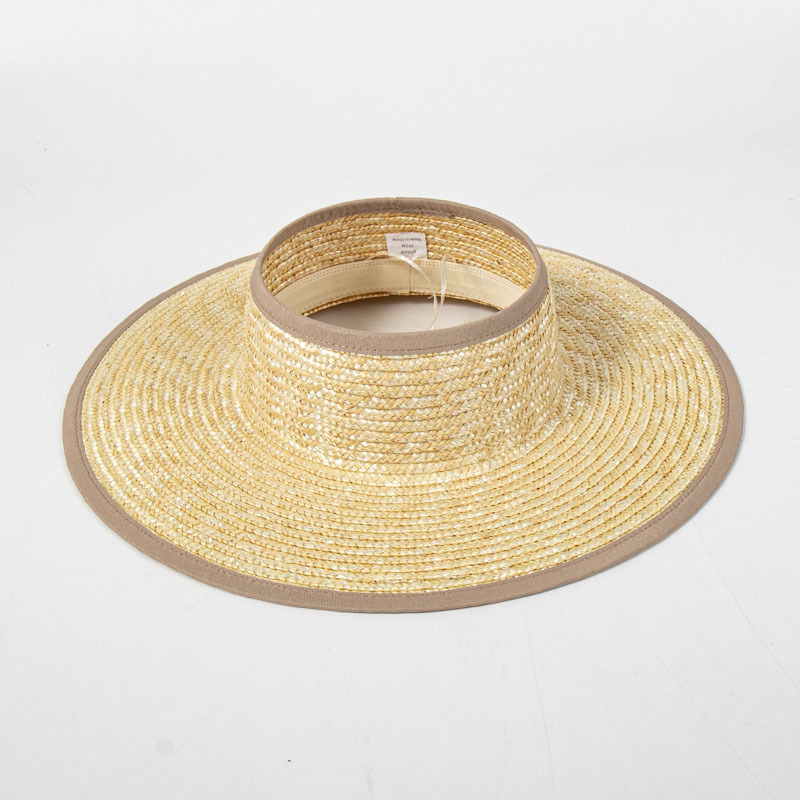 Custom Open Top Crown Shape Beach Wear Natural Wheat Straw Visor Sun Hat for Women Can Drop Shipping