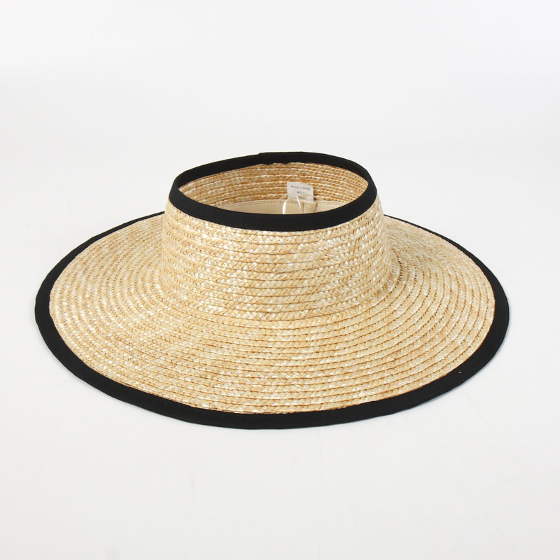 Custom Open Top Crown Shape Beach Wear Natural Wheat Straw Visor Sun Hat for Women Can Drop Shipping