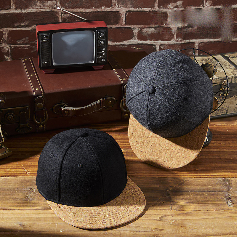 Autumn And Winter New Trendy Warm Wood Grain Wool Hip-Hop Hat For Men And Women Street Dance Flat Brim Cap Factory Wholesale